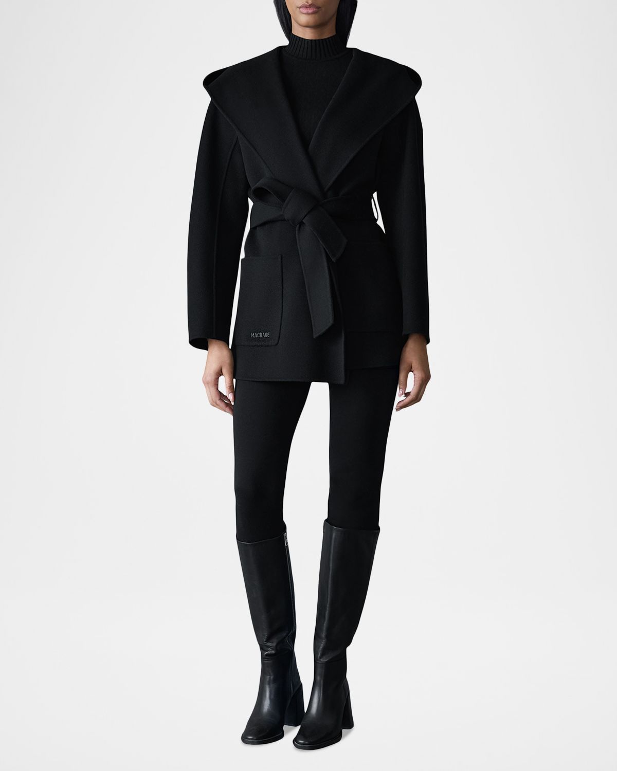 Mackage Paya-Z Hooded Wool Wrap Coat