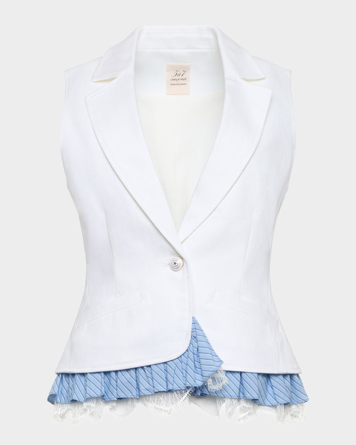 Cinq a Sept Jessie Stripe Lace Denim Vest | Thumbnail 4 Cinq a Sept Jessie Stripe Lace Denim Vest | Thumbnail 4