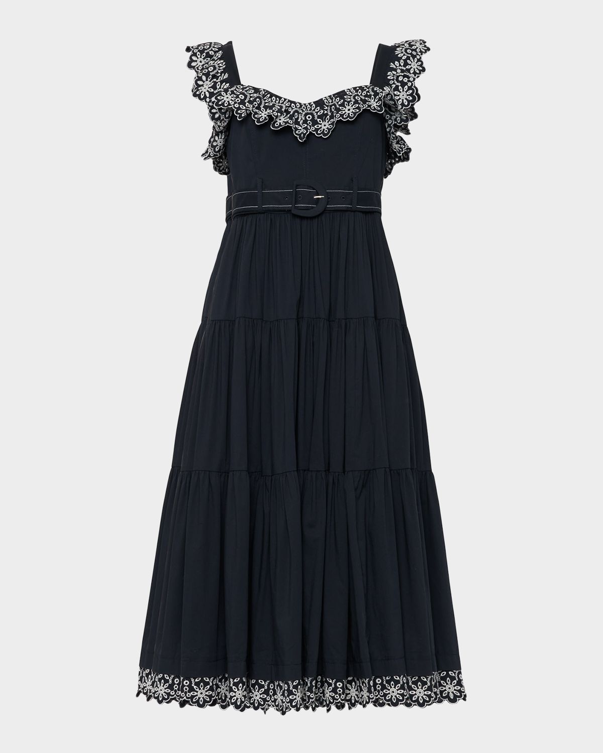 Cinq a Sept Pierson Embroidered Tiered Midi Dress | Thumbnail 4 Cinq a Sept Pierson Embroidered Tiered Midi Dress | Thumbnail 4