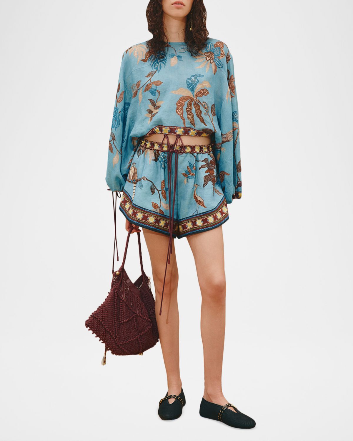 ALEMAIS Georgie Tropical Linen Shorts
