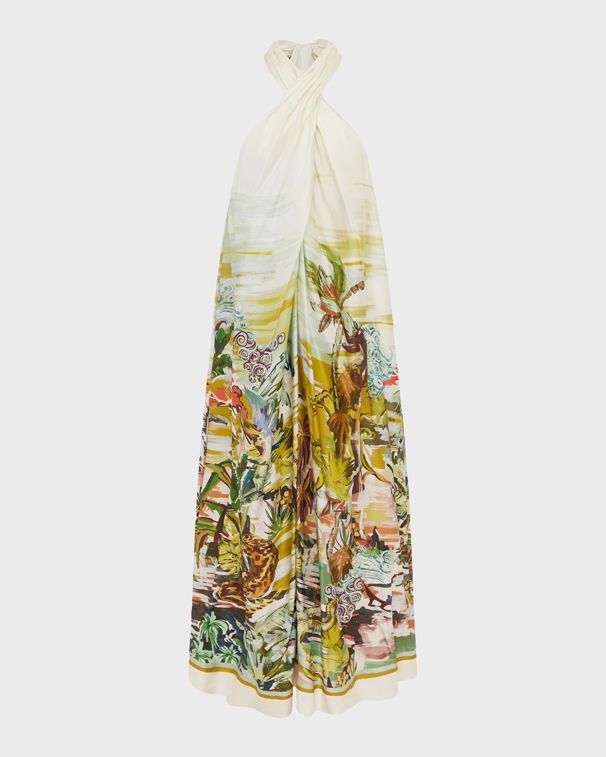 ALEMAIS Jungle Boogie Silk Twill Maxi Dress
