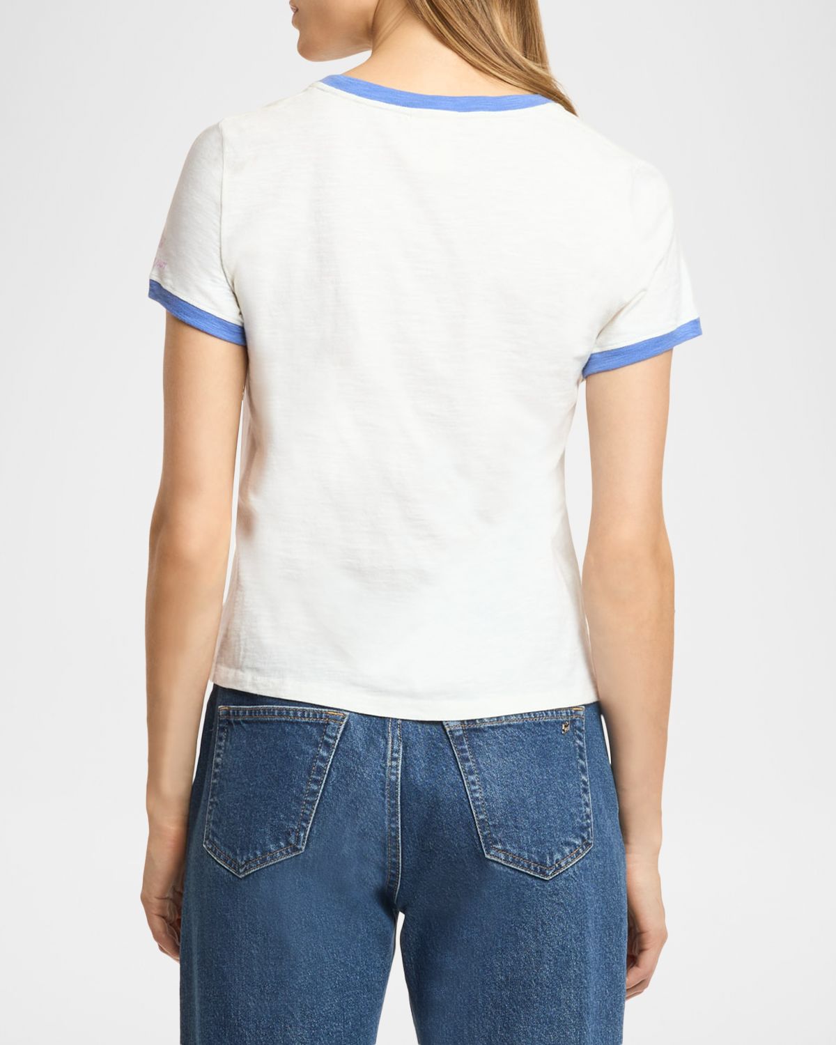 Cinq a Sept Rhinestone Smiley Ringer Tee