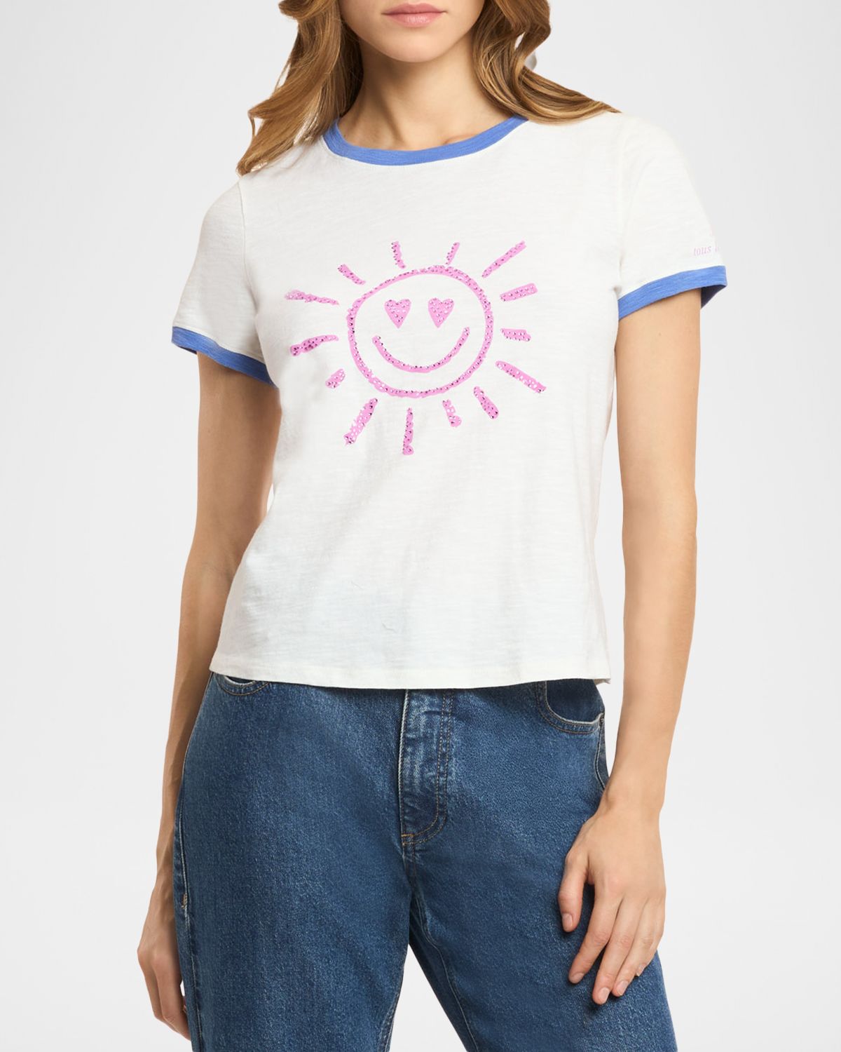 Cinq a Sept Rhinestone Smiley Ringer Tee | Thumbnail 3 Cinq a Sept Rhinestone Smiley Ringer Tee | Thumbnail 3