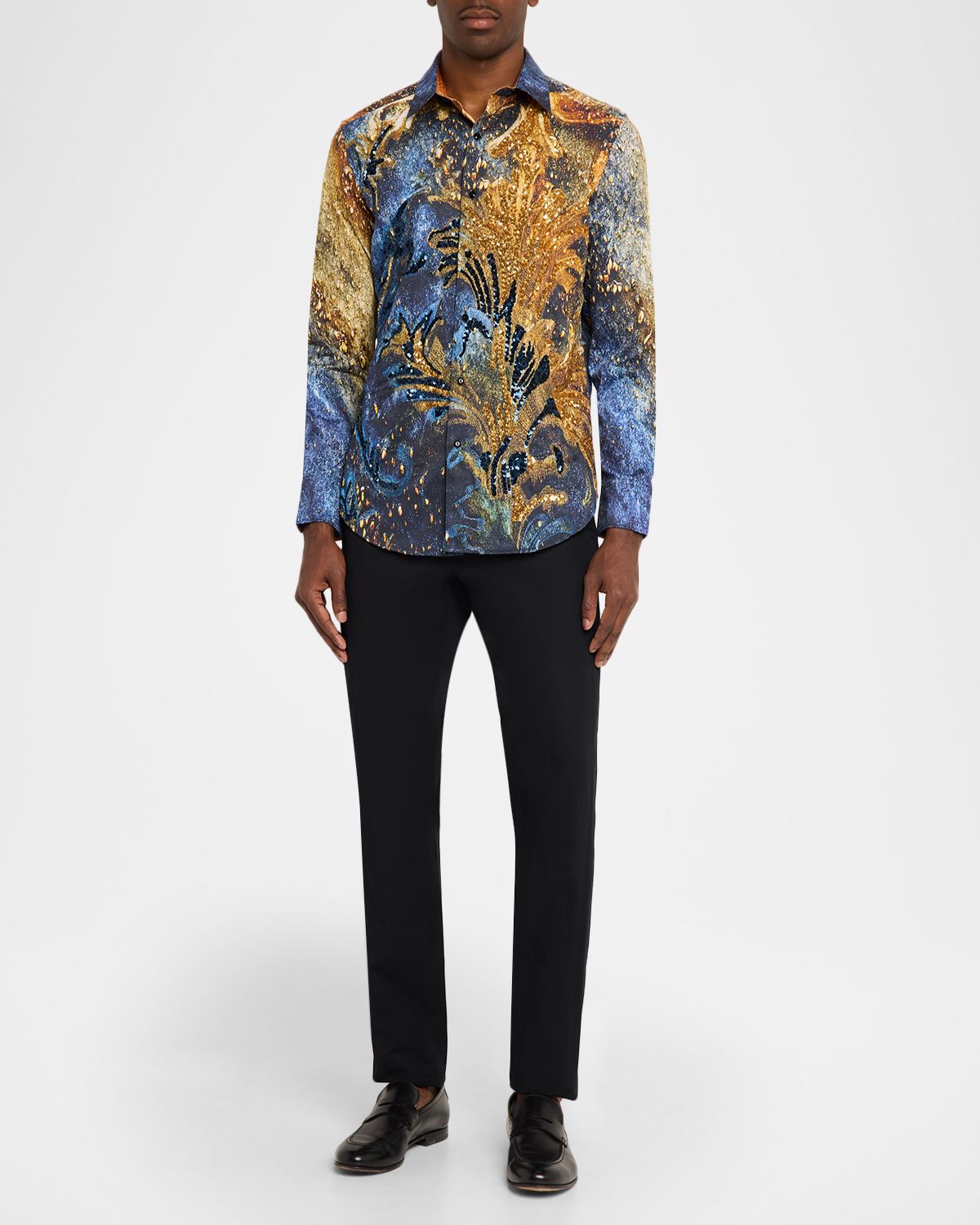 Robert Graham Men 's Fleur De Mare Embroidered Sequin Sport Shirt