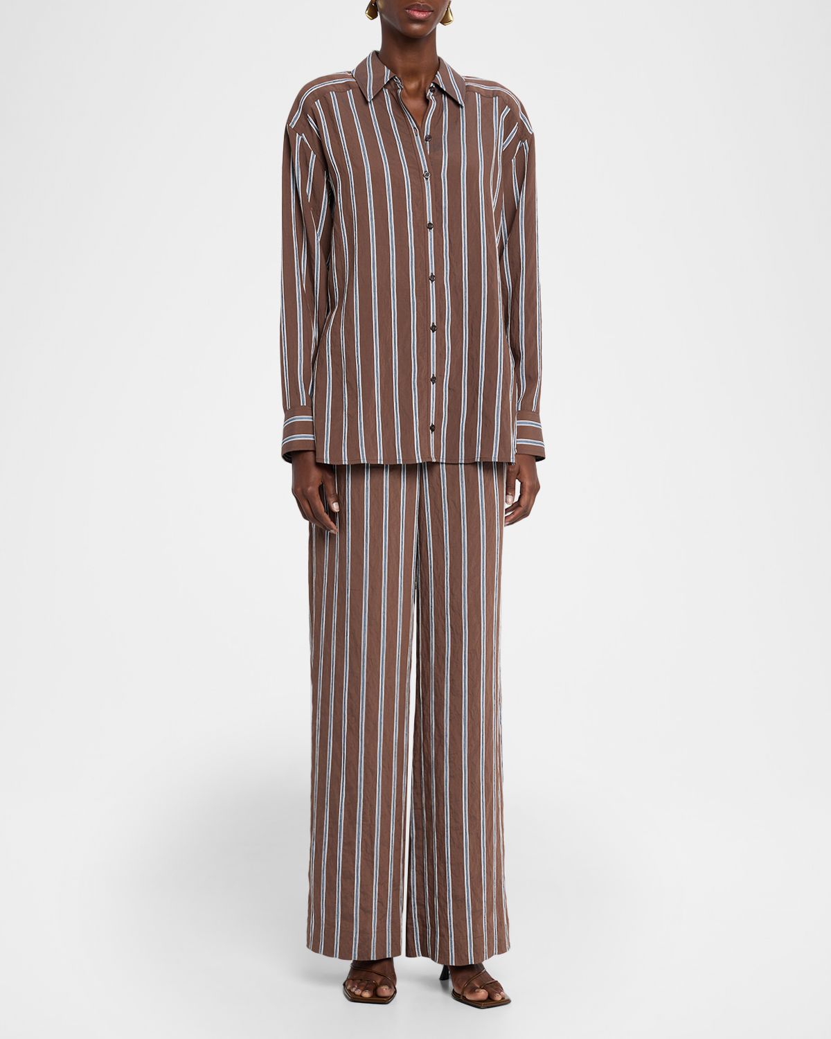 Veronica Beard Lloyd Stripe Button-Front Shirt