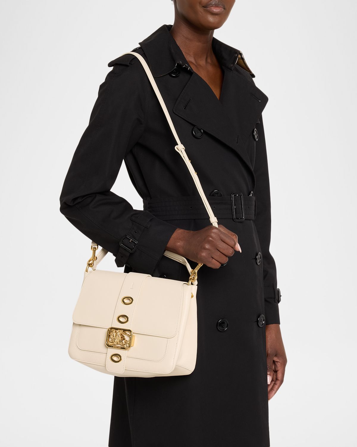 Burberry Rider Small Leather Top Handle Bag