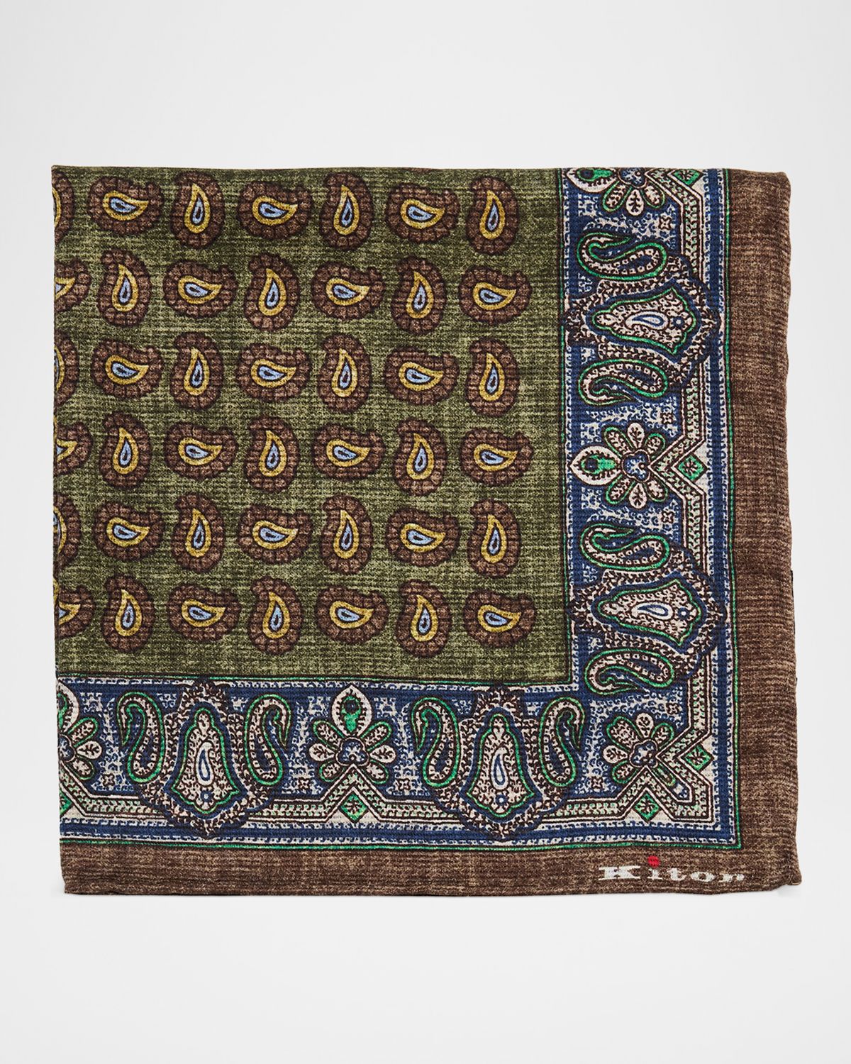 Kiton Men 's Reversible Medallion Paisley Silk Pocket Square | Thumbnail 5 Kiton Men 's Reversible Medallion Paisley Silk Pocket Square | Thumbnail 5