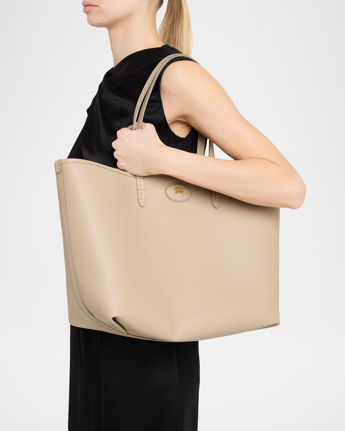 Burberry Bloomsbury Reversible Leather & Check Tote Bag