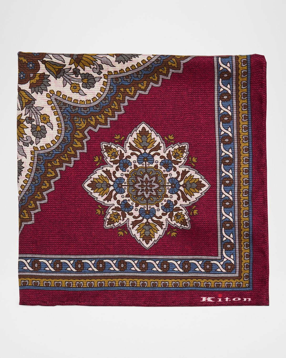 Kiton Men 's Reversible Printed Silk Pocket Square | Thumbnail 5 Kiton Men 's Reversible Printed Silk Pocket Square | Thumbnail 5