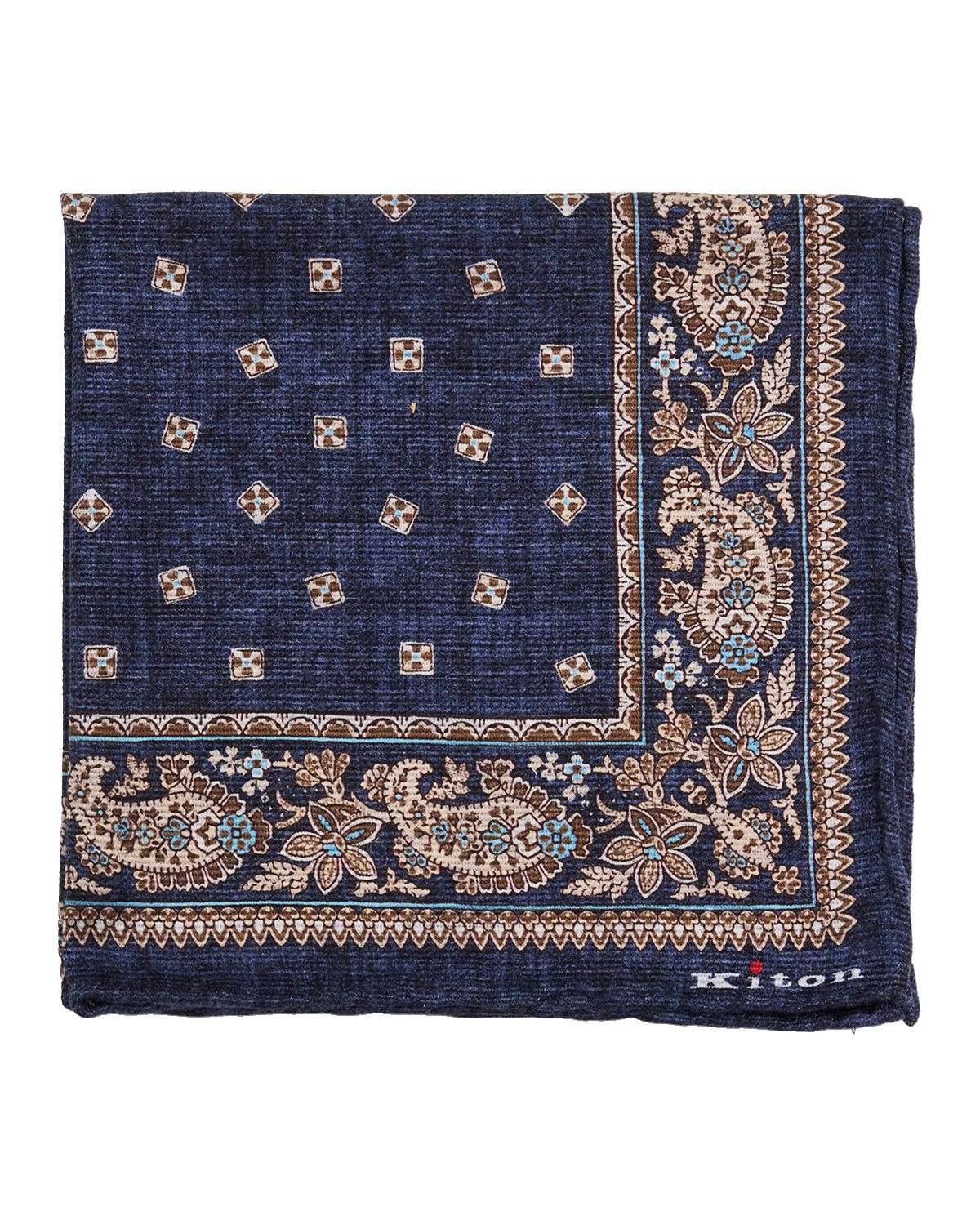 Kiton Men 's Geometric-Paisley Double-Face Silk Pocket Square | Thumbnail 3 Kiton Men 's Geometric-Paisley Double-Face Silk Pocket Square | Thumbnail 3