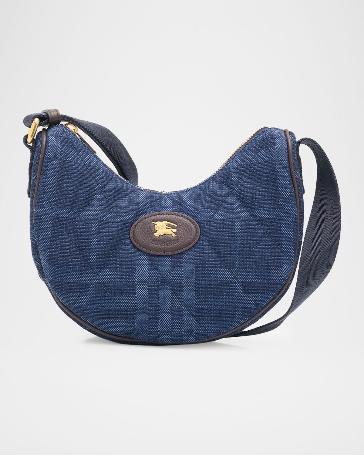 Burberry Horseshoe Quilted Cotton Denim Crossbody Bag