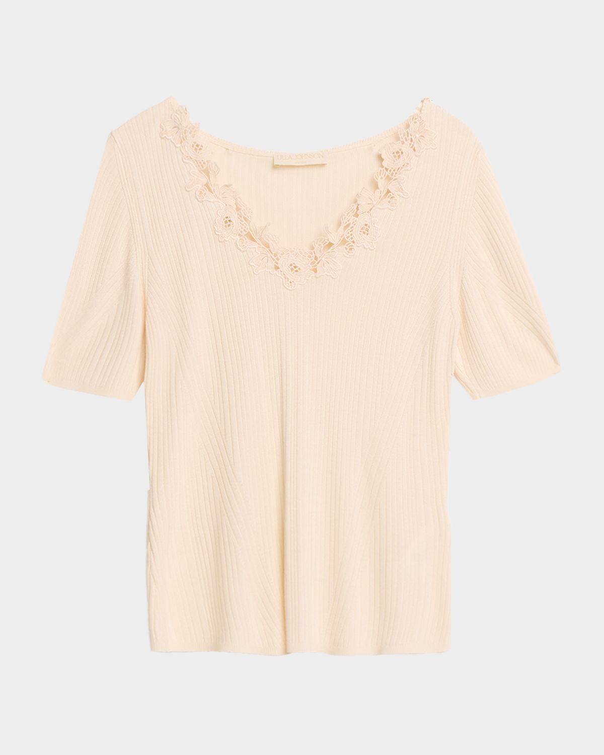 Ulla Johnson Celeste Embroidered Short-Sleeve Knit Top