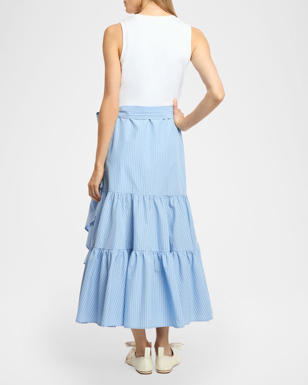 Cinq a Sept Jessie Stripe Mixed-Media Midi Dress | Thumbnail 3