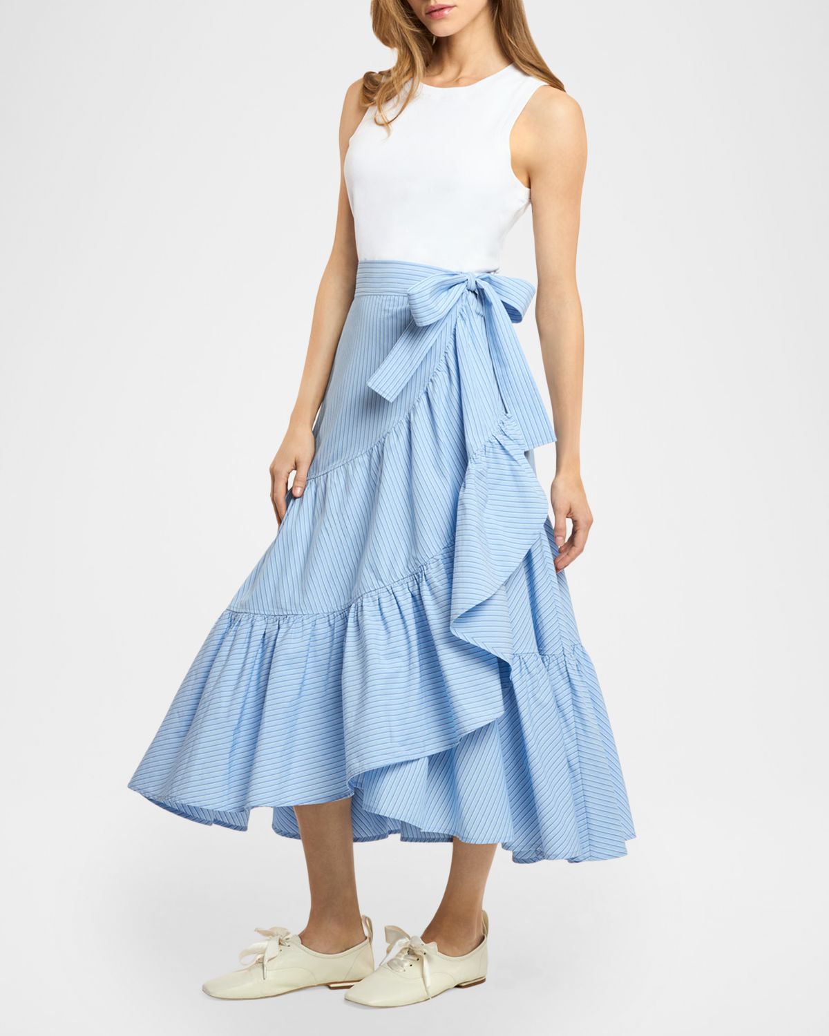 Cinq a Sept Jessie Stripe Mixed-Media Midi Dress | Thumbnail 4