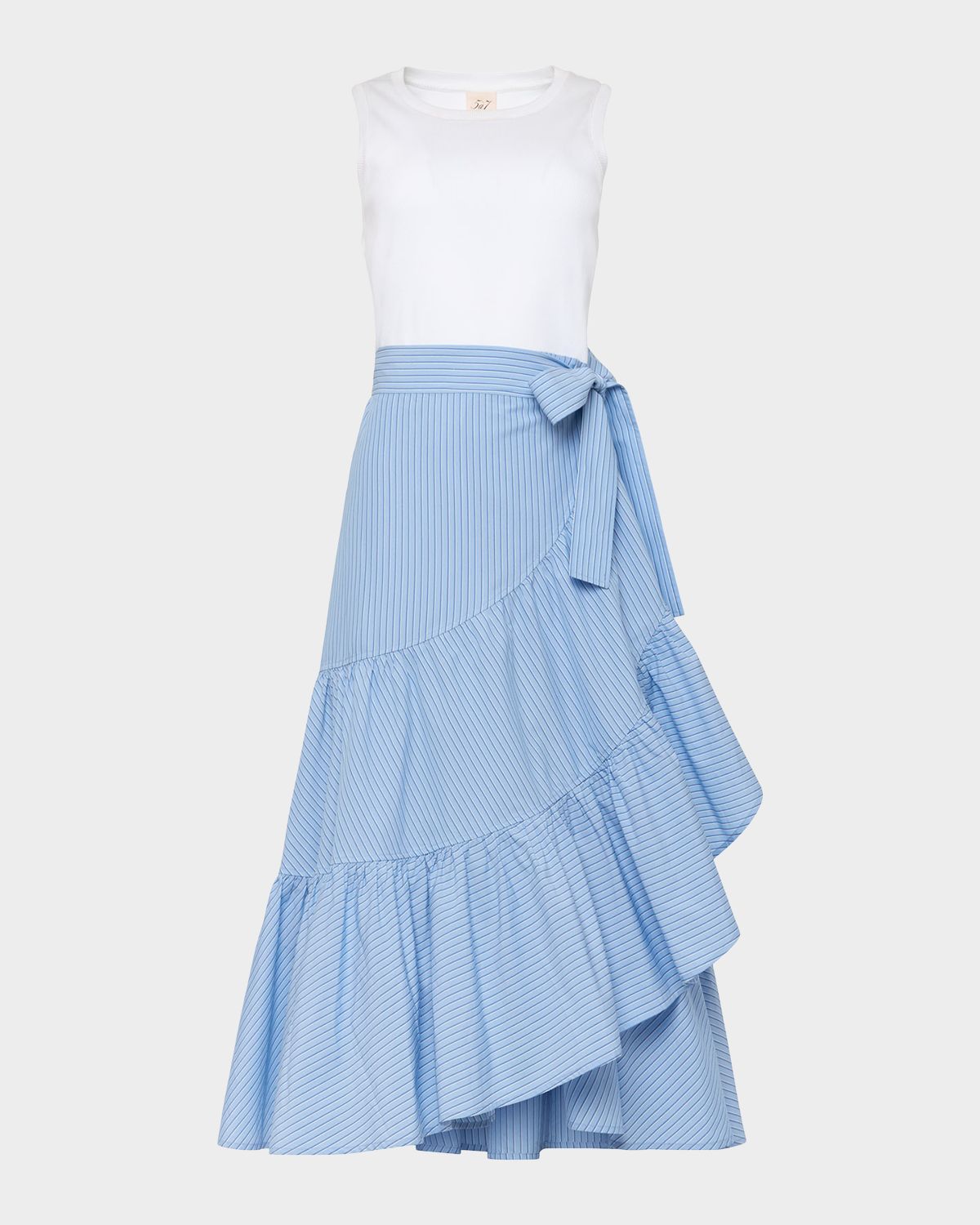 Cinq a Sept Jessie Stripe Mixed-Media Midi Dress
