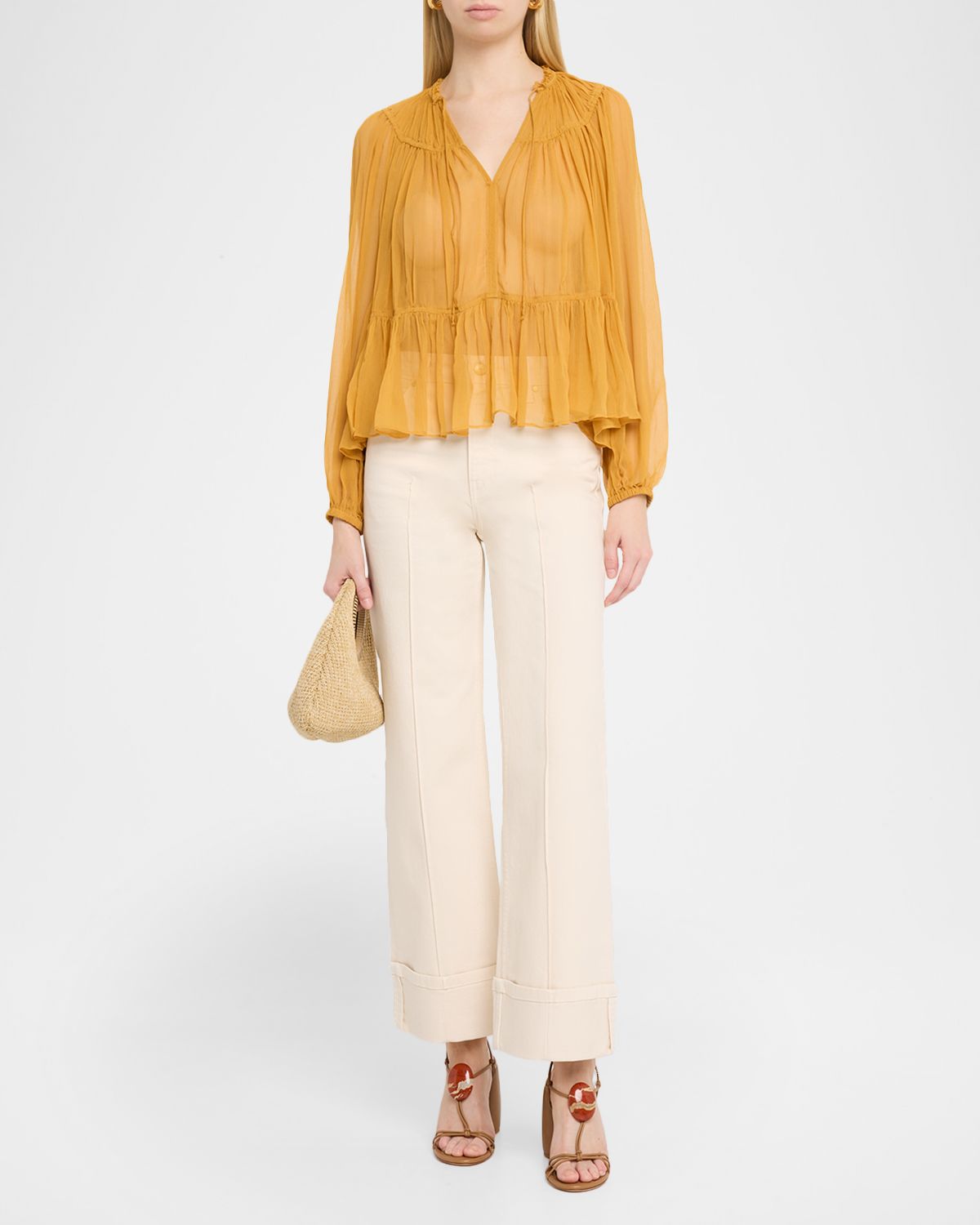 Ulla Johnson The Genevieve Stretch Pintuck Jeans