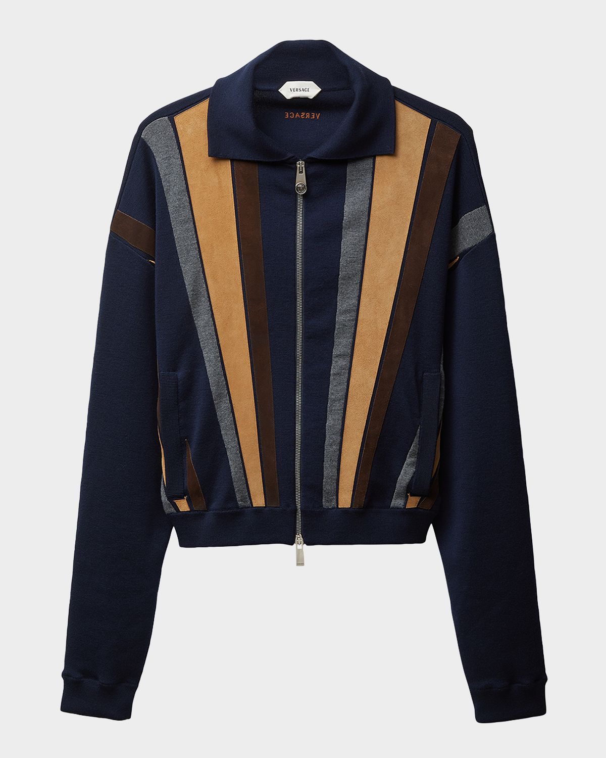 Versace Colorblocked Wool-Blend Zip-Up Blouson Jacket | Thumbnail 4 Versace Colorblocked Wool-Blend Zip-Up Blouson Jacket | Thumbnail 4