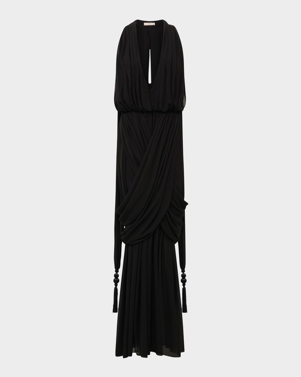 Et Ochs Arabella Plunging Draped Column Gown