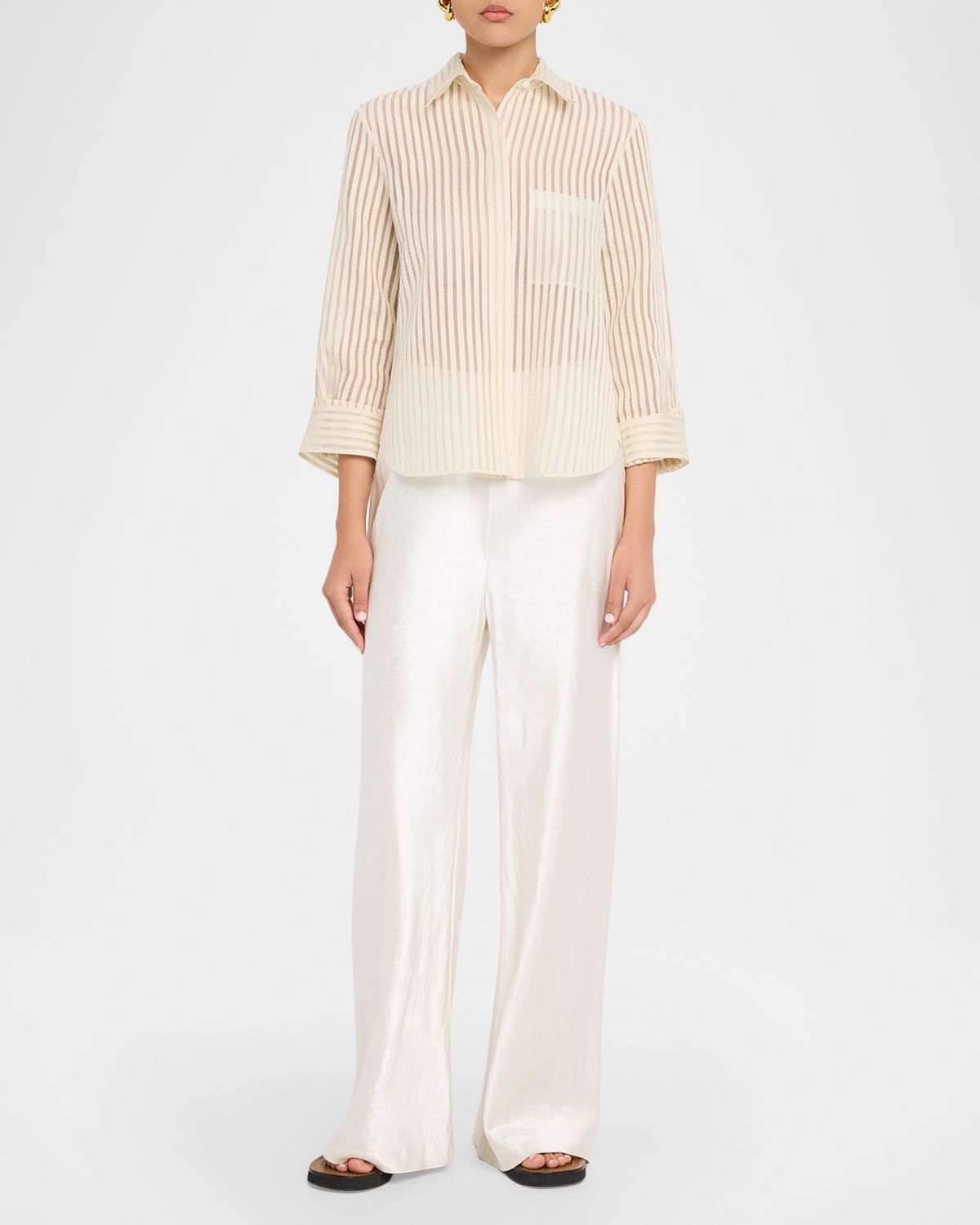 TWP Boyfriend Shirt in Ribbon on Organza