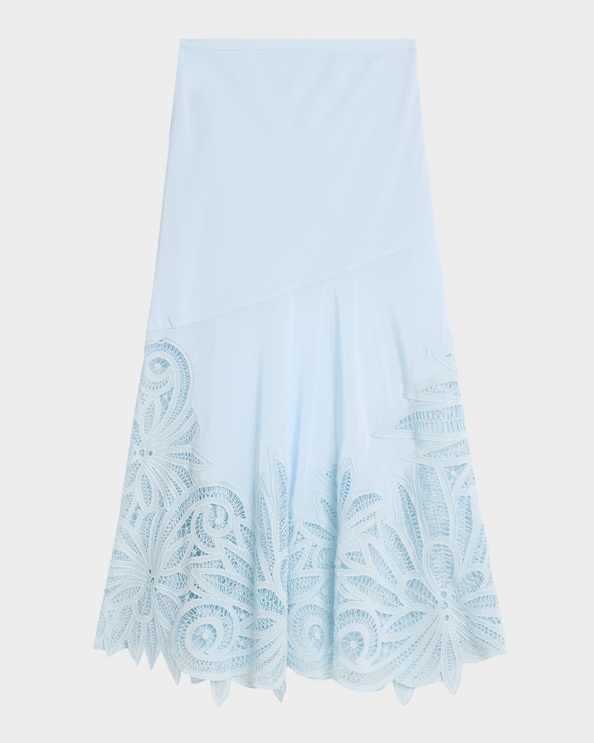 Ulla Johnson Oona Lace Appliqué Silk Midi Skirt