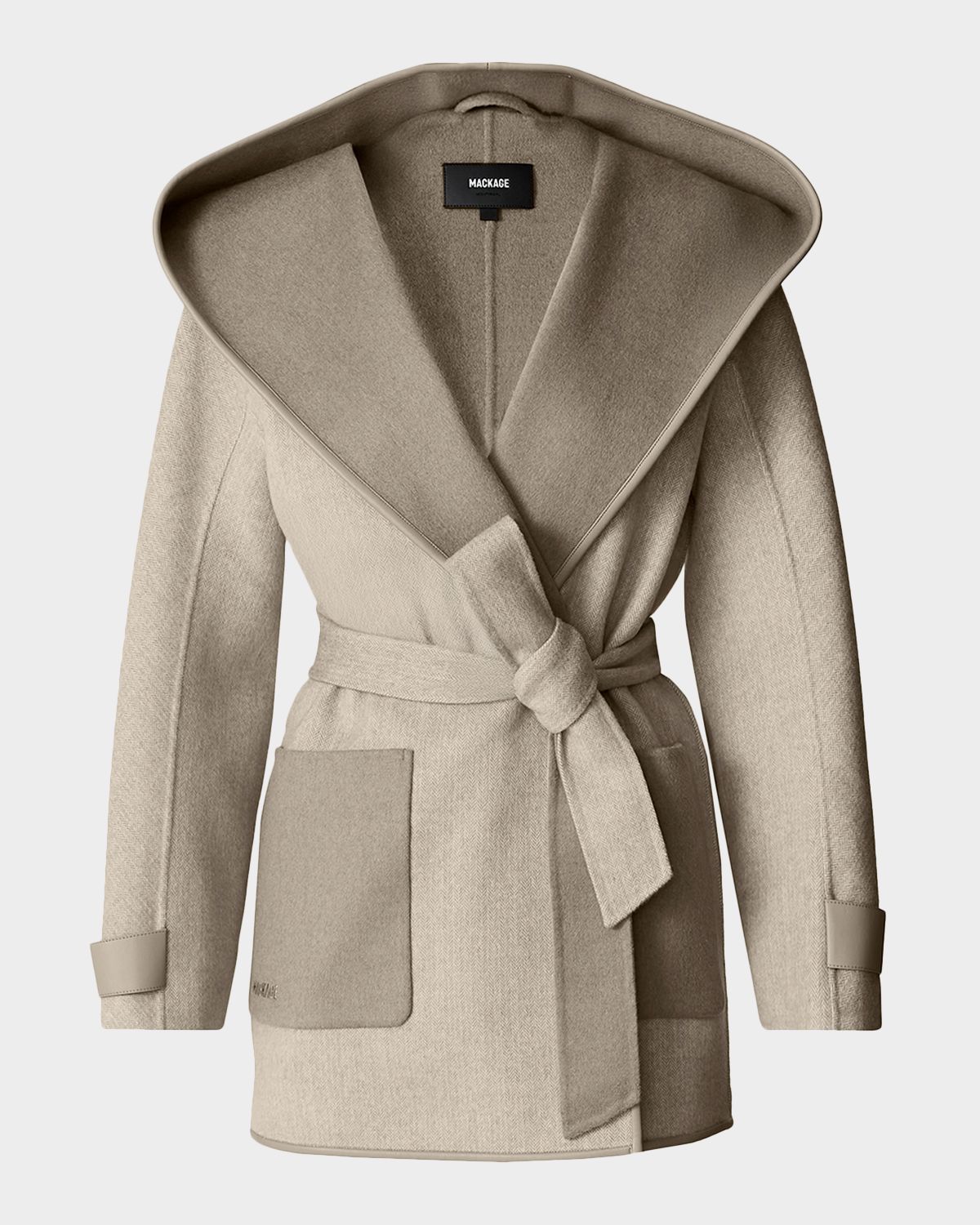 Mackage Paya-HB Double-Face Wool Wrap Coat with Hood