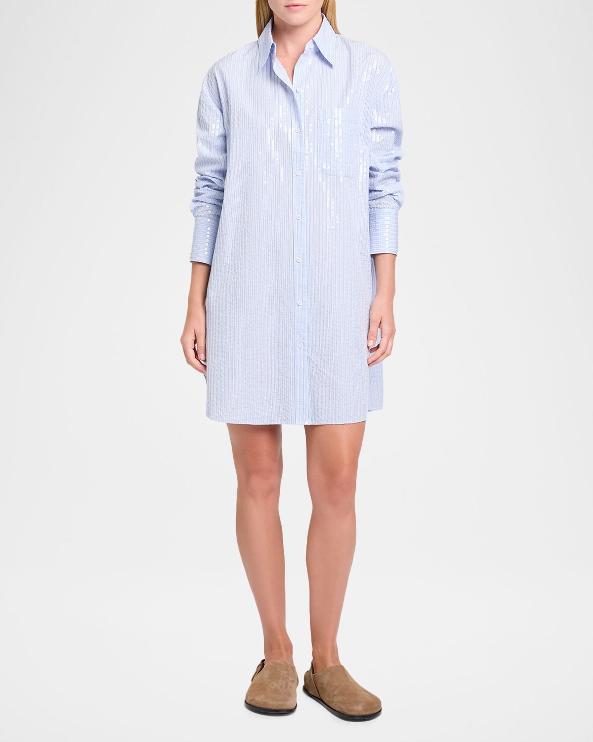 TWP Big Joe Sequined Striped Mini Shirtdress
