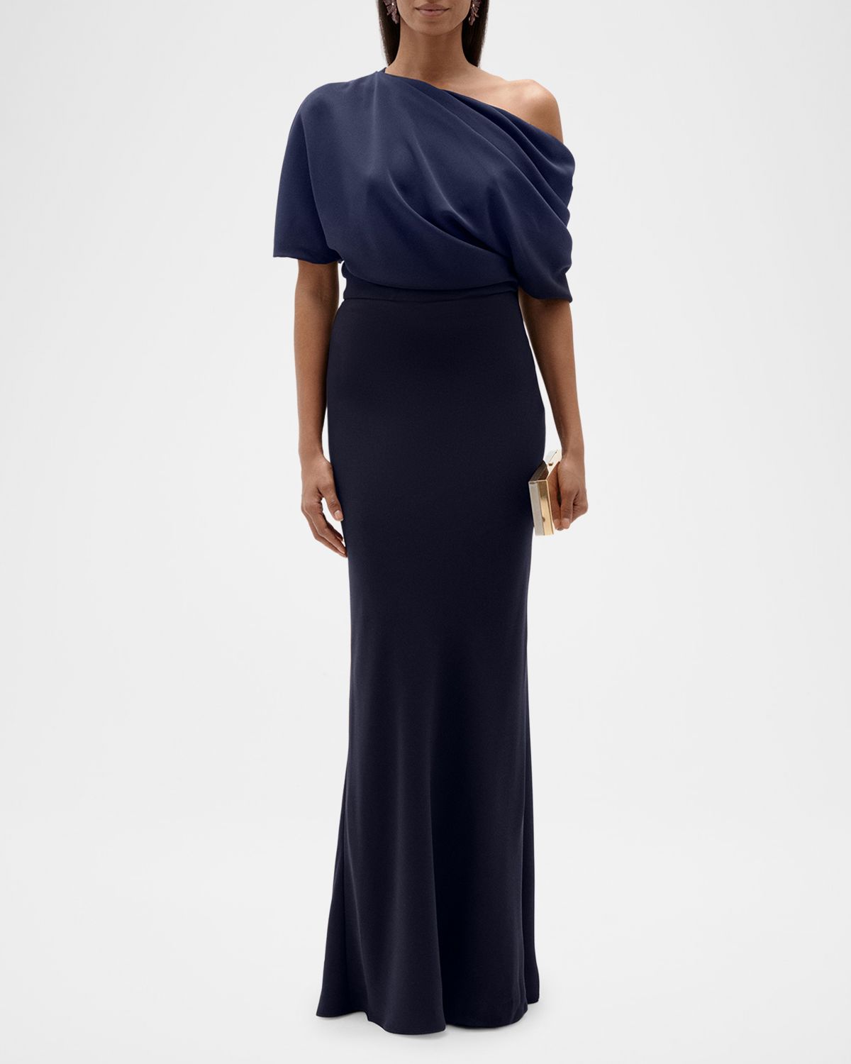 Amsale Asymmetric Draped Bodice Long Gown | Thumbnail 6 Amsale Asymmetric Draped Bodice Long Gown | Thumbnail 6