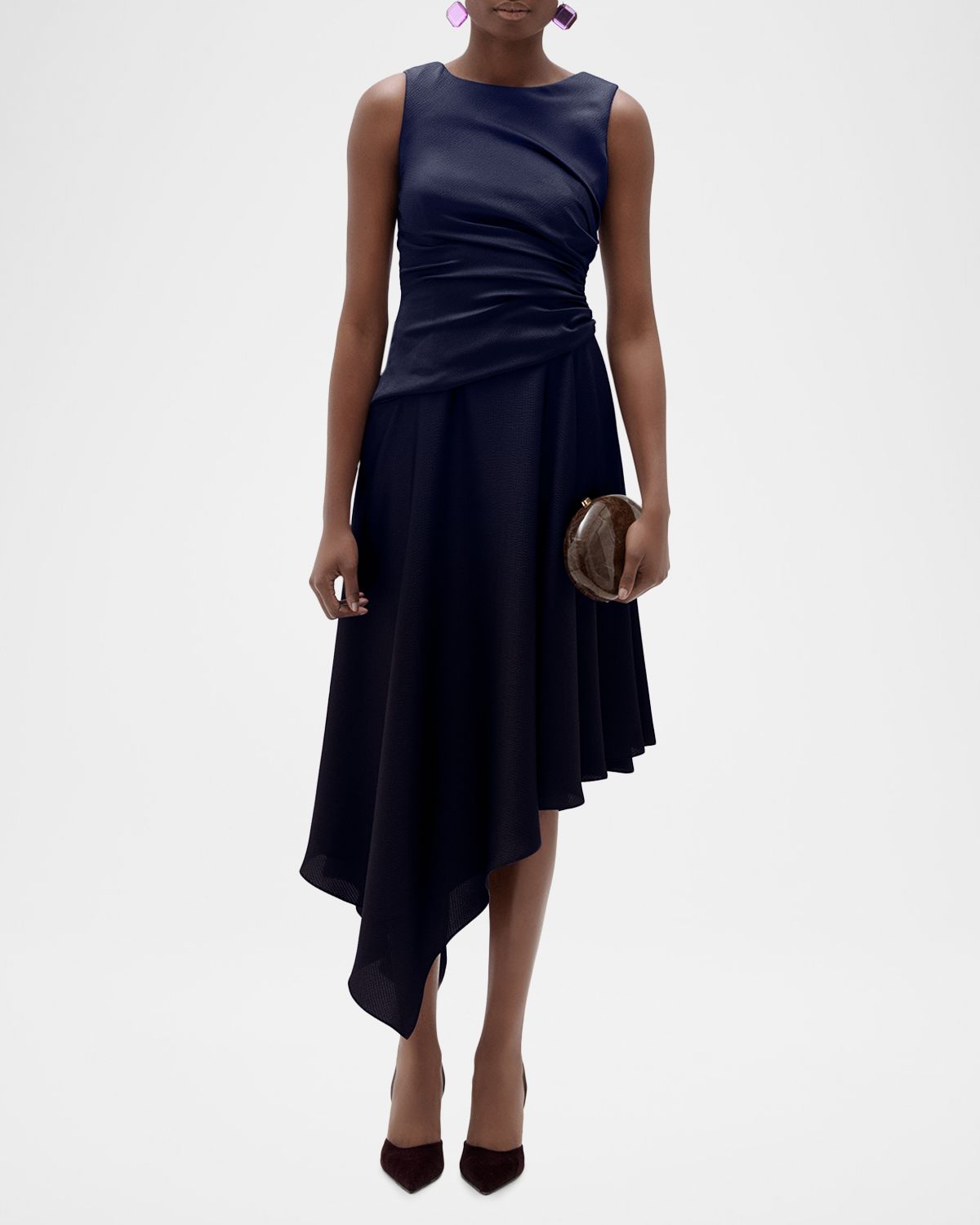 Amsale Asymmetric Sleeveless Midi Dress | Thumbnail 2