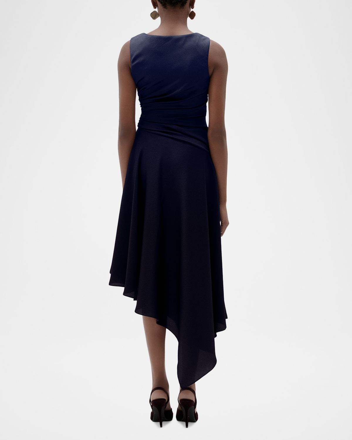 Amsale Asymmetric Sleeveless Midi Dress | Thumbnail 3