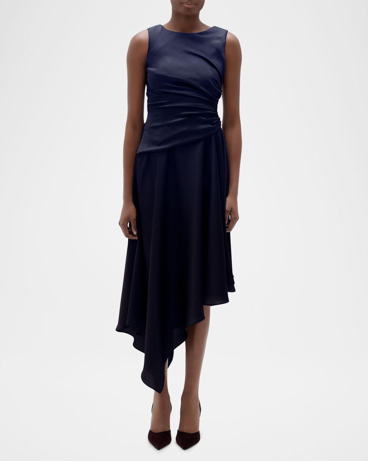 Amsale Asymmetric Sleeveless Midi Dress | Thumbnail 4