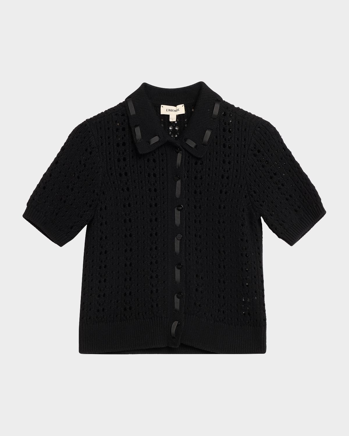 L 'Agence Ninette Pointelle-Knit Cardigan