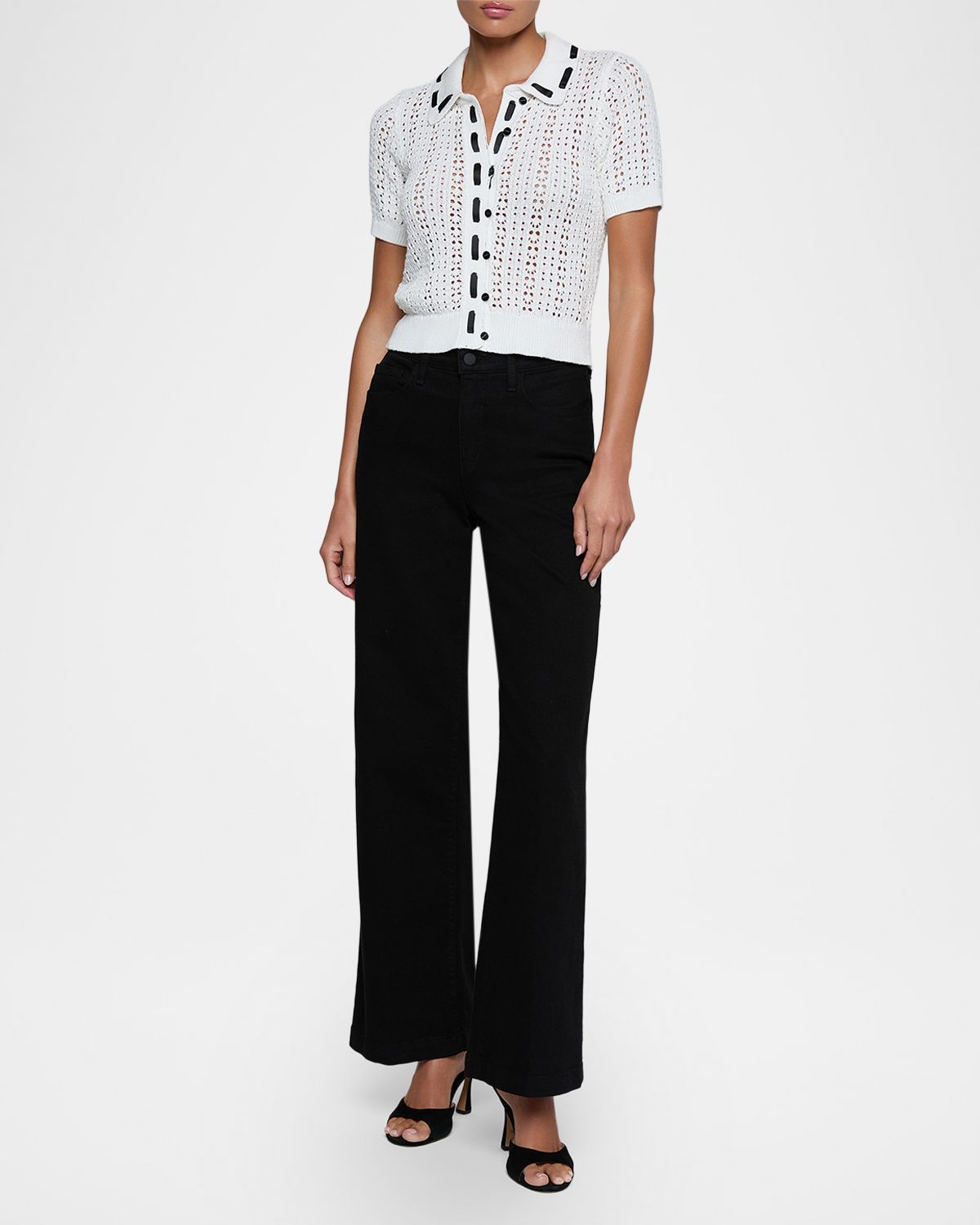 L 'Agence Ninette Pointelle-Knit Cardigan