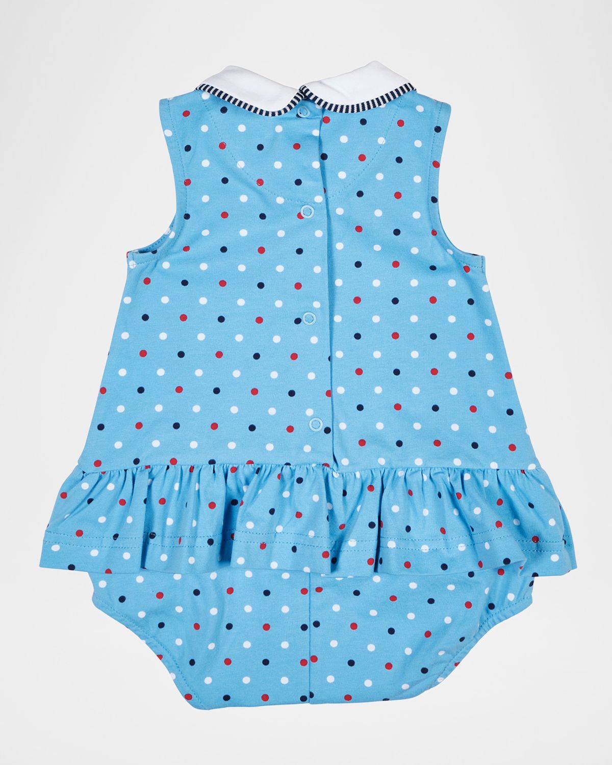 Florence Eiseman Girl 's Floral Applique Polka-Dot Romper, Size 3M-24M
