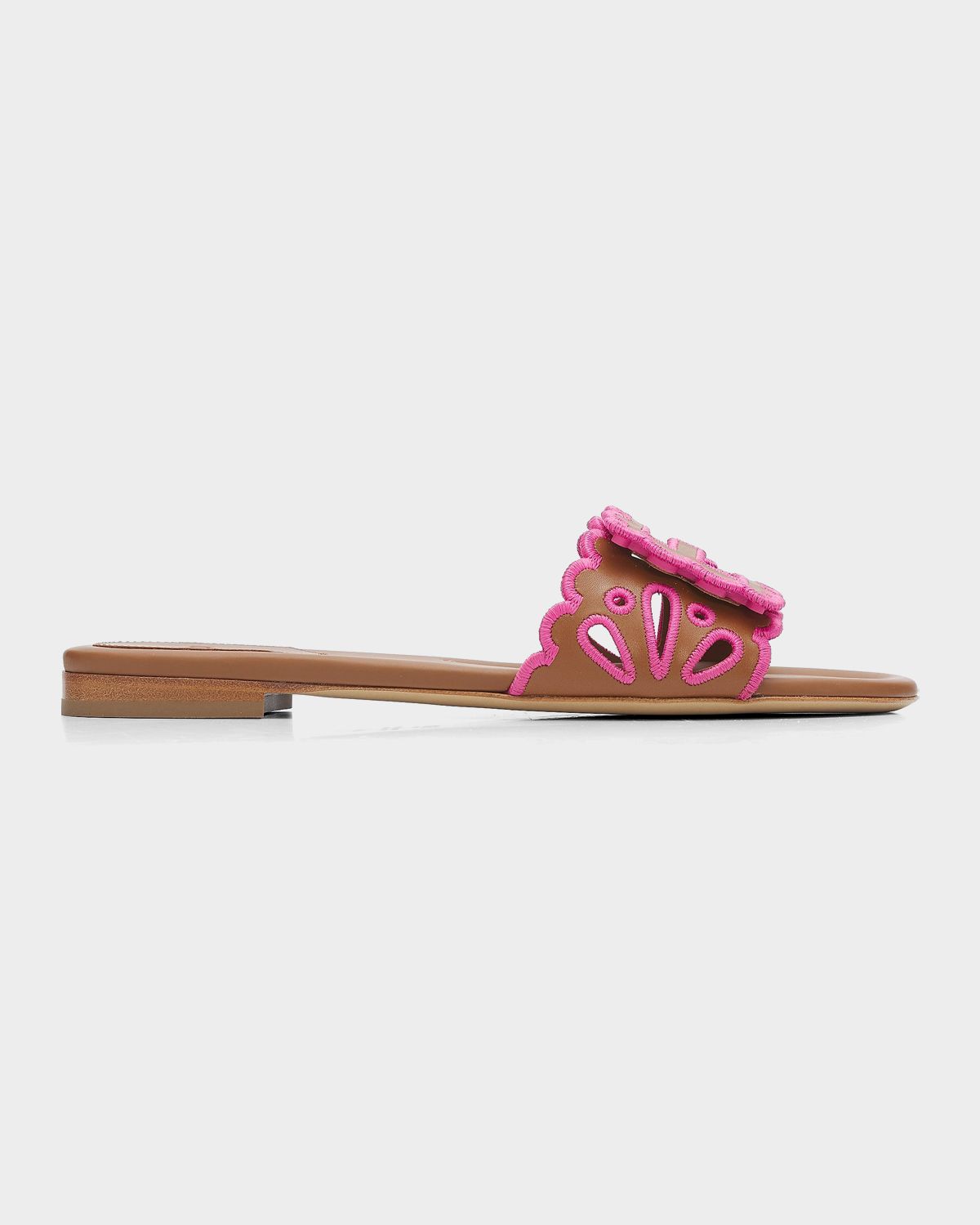 Fendi Baguette Embroidered Nappa Leather Slides