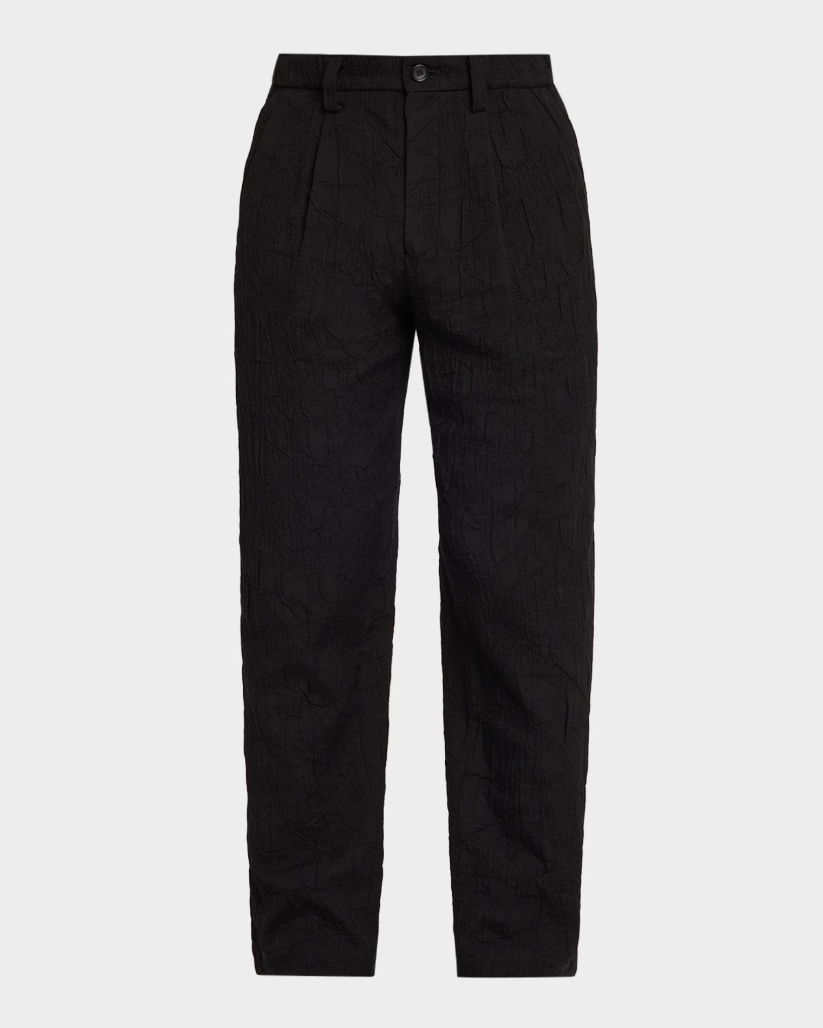 IM MEN Men 's Shrink Jacquard Pleated Trousers