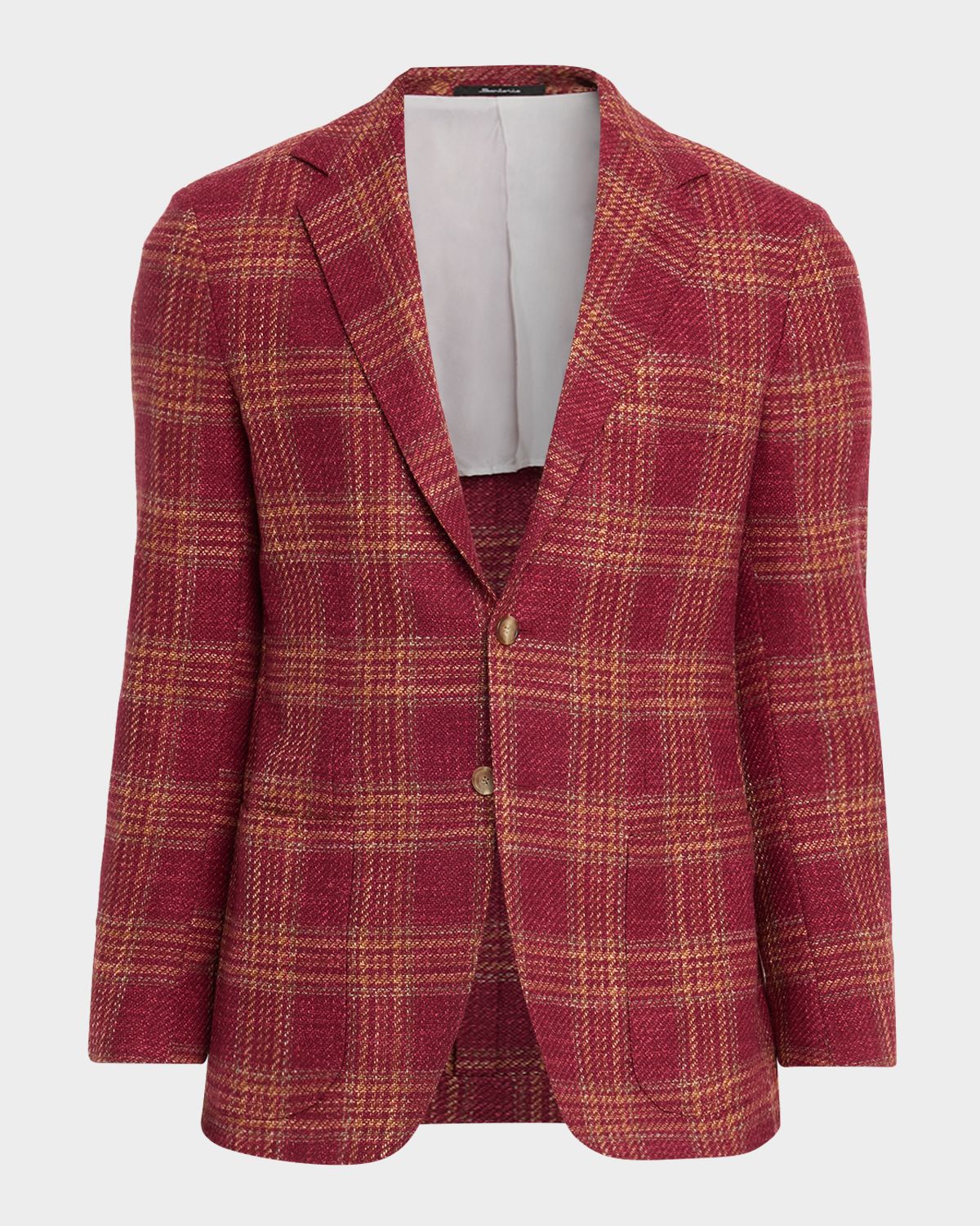Sartorio Men 's Plaid Notch Lapel Single-Breasted Sport Coat