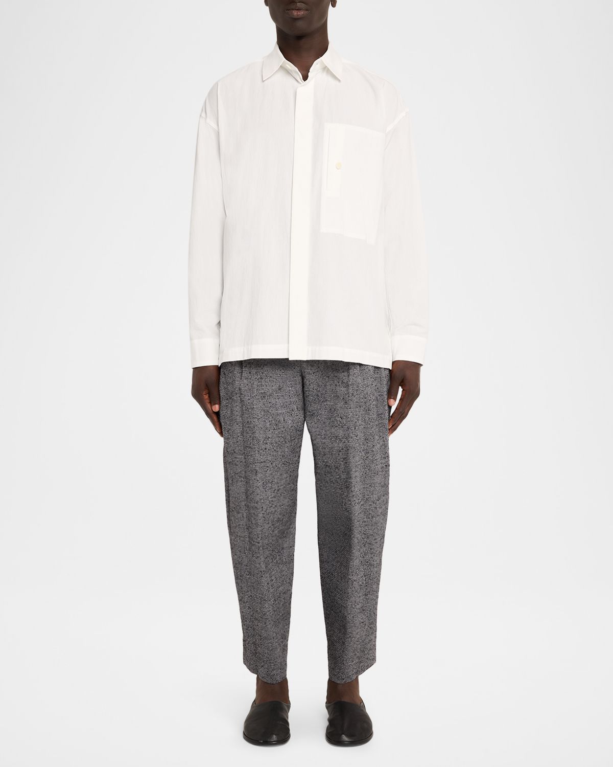 IM MEN Men 's Cotton and Linen Button-Down Shirt