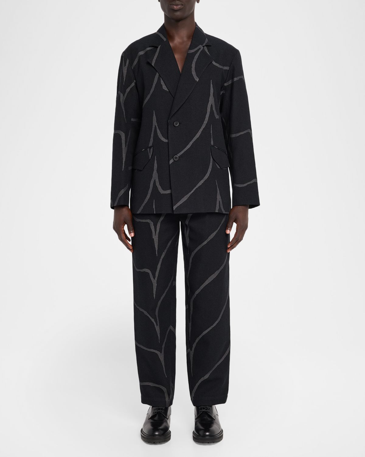 IM MEN Earth Abstract Cotton Mid-Rise Straight-Leg Pants