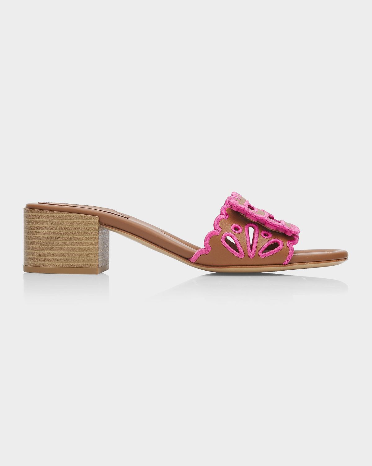 Fendi 45mm Baguette Embroidered Nappa Leather Sandals