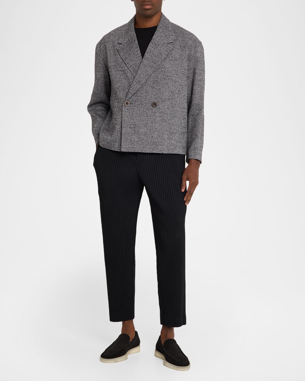 IM MEN Men 's Textures Linen Boxy-Fit Blazer