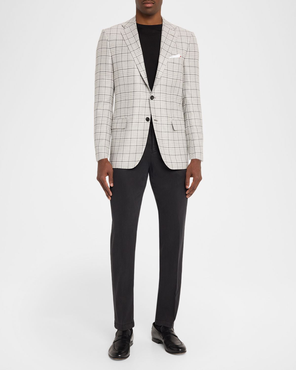 Kiton Men 's Plaid Wool and Cashmere Sport Coat