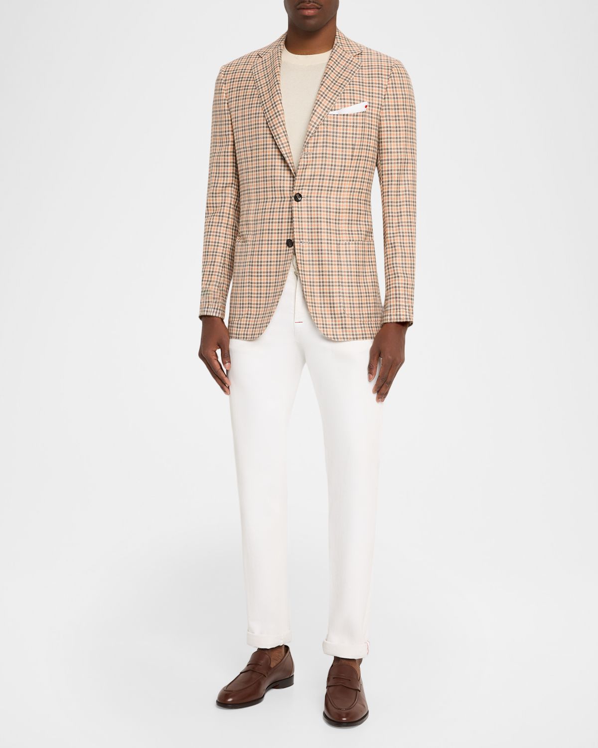 Kiton Men 's Cashmere and Wool Houndstooth Plaid Sport Coat