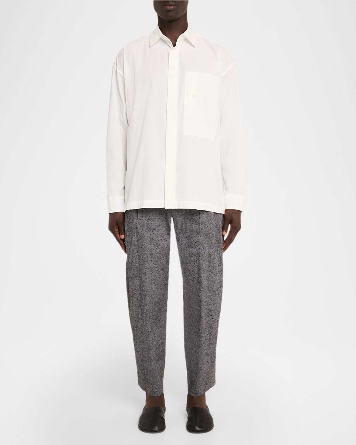 IM MEN Men 's Textures Linen Pleated Trousers