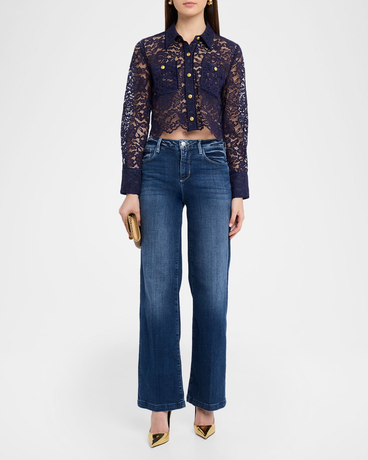 L 'Agence Roelle Floral Lace Blouse