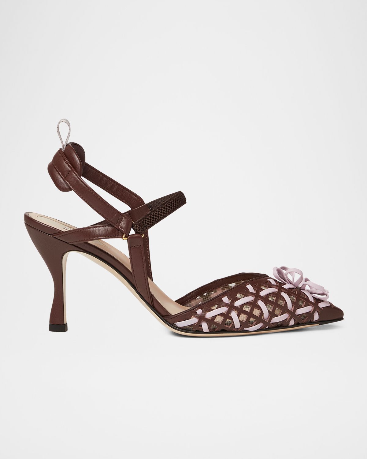 Fendi 85mm Colibri Leather Slingback Pumps