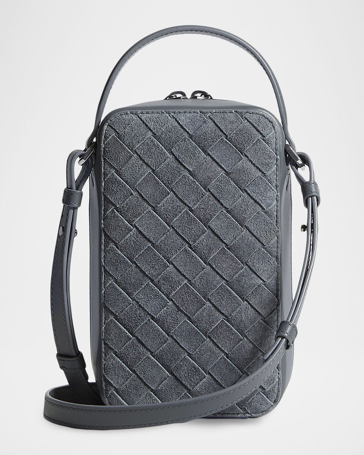Bottega Veneta Men 's Getaway Intrecciato Suede Phone Pouch