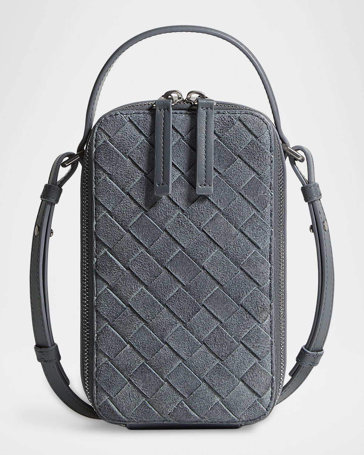 Bottega Veneta Men 's Getaway Intrecciato Suede Phone Pouch