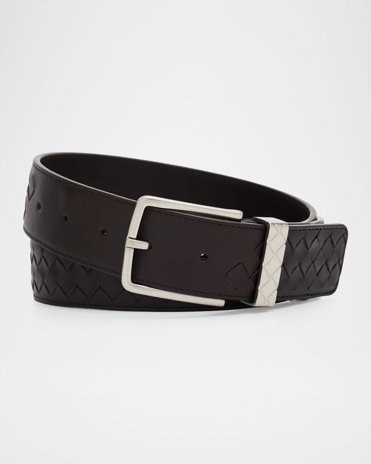 Bottega Veneta Men 's Intrecciato Piccolo Leather Belt