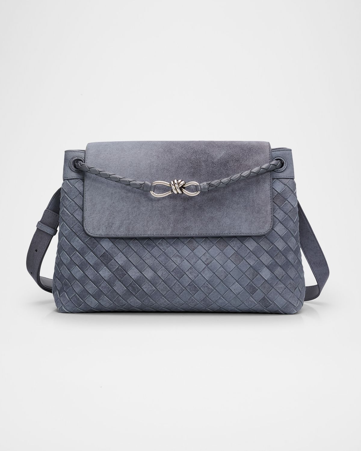 Bottega Veneta Men 's Andiamo Intrecciato Suede Messenger Bag