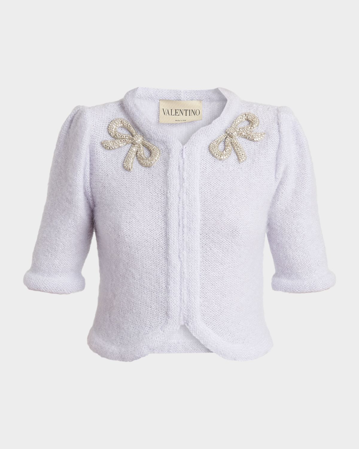 Valentino Garavani Bow Embroidered Mohair Short-Sleeve Crop Cardigan | Thumbnail 6 Valentino Garavani Bow Embroidered Mohair Short-Sleeve Crop Cardigan | Thumbnail 6
